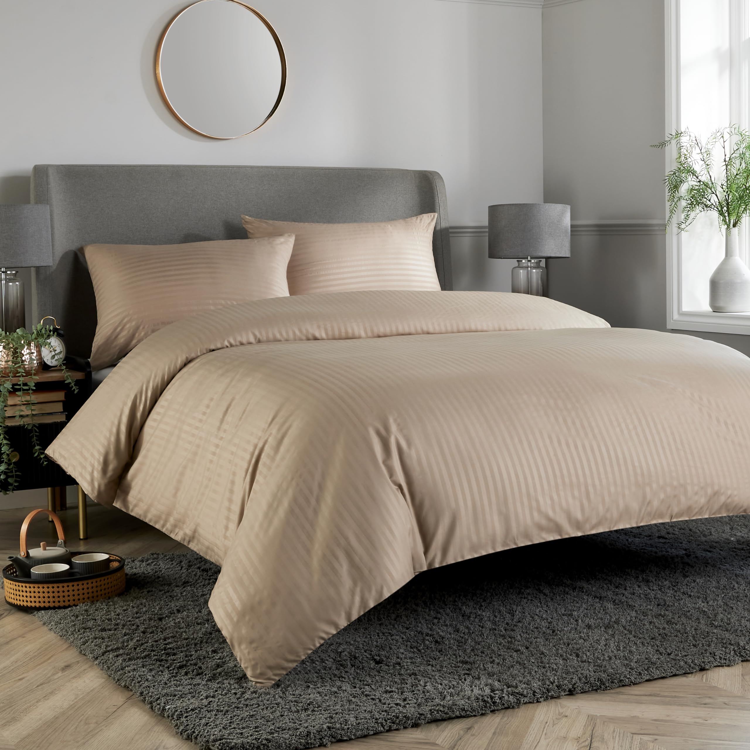 Olivia Rocco Mayfair Stripe Duvet Cover Set Easy Care Satin Stripes Comforter Reversible Bedding Quilt Covers With Pillowcases