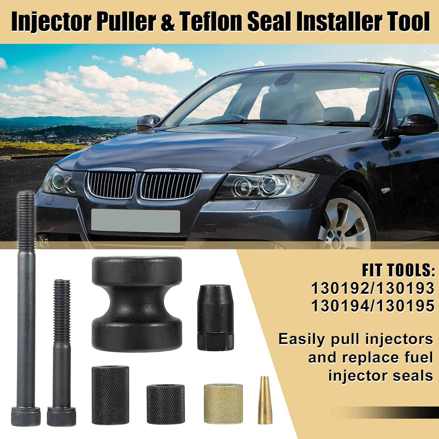 X AUTOHAUX 1 Set Injector Puller and Seal Installer Tools for BMW N14 N18 N54 N63 Engine for Mini Cooper N14 Engine 130192 130195 Fuel Injector Removal Installation Tool Kit Metal