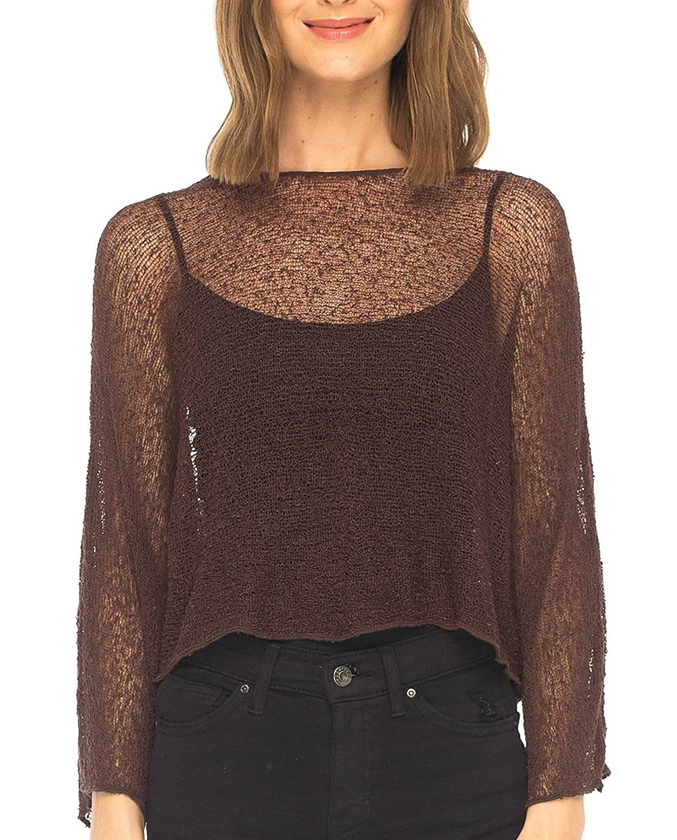 SHU-SHI - Camicetta Trasparente - Effetto a Maglia - Donna
