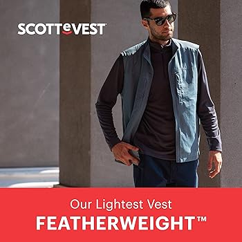 SCOTTeVEST Men's Featherweight Vest - 14 Pockets - Travel