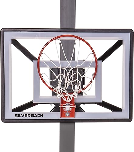 Miniatura 22 de Silverback Aro de baloncesto Junior Youth de 33 pulgadas con tecnología de montaje Lock 'n Rock para postes redondos y verticales, negro (B8410W)