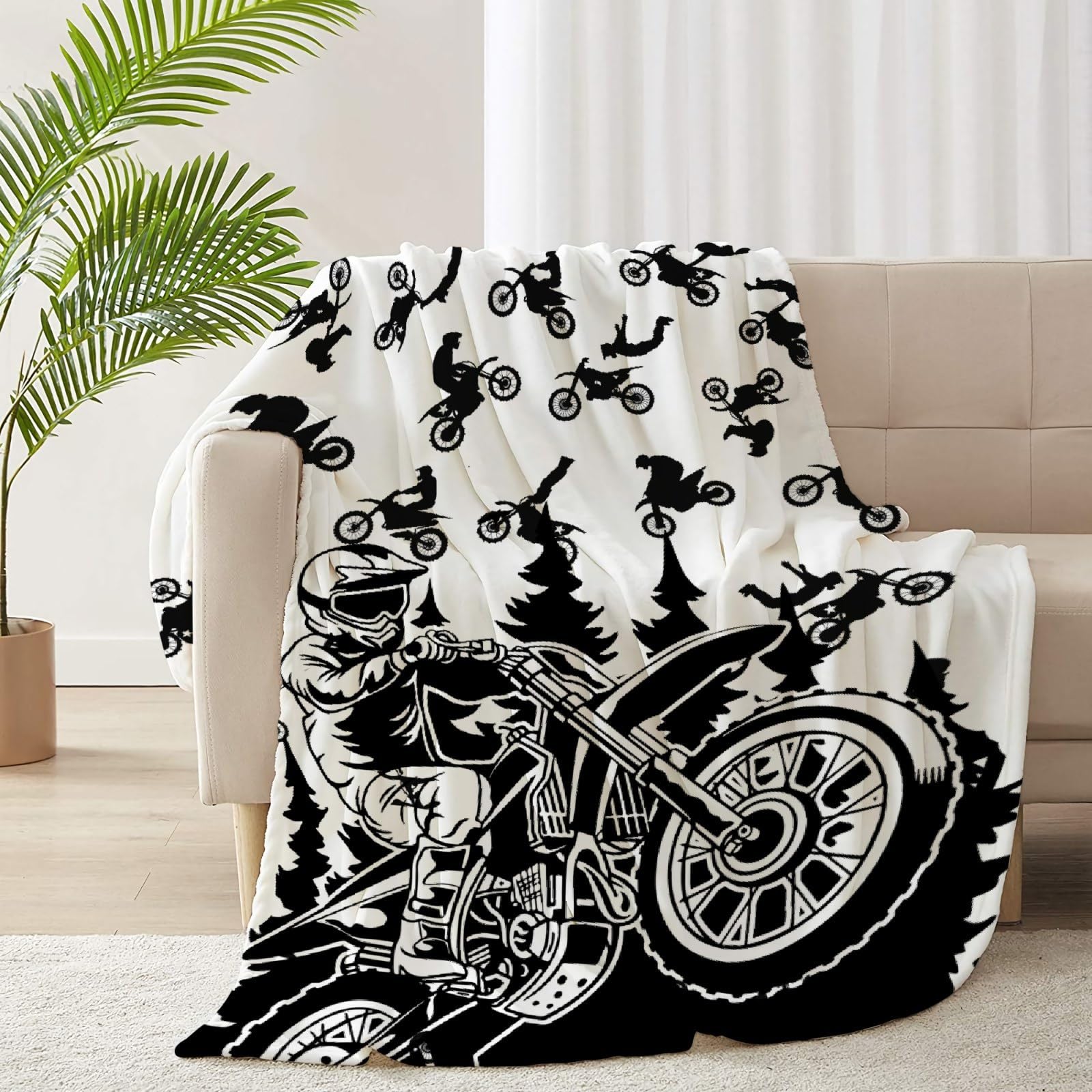 Dirt Bike Blanket Gift for Boys Kids Motorcycle Blanket Stuff