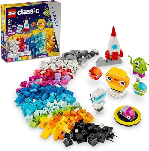 LEGO Classic Creative Space Planets Sistema solar construible, juego de construcción de juguete creativo con alien, juguete de cohete y ladrillos