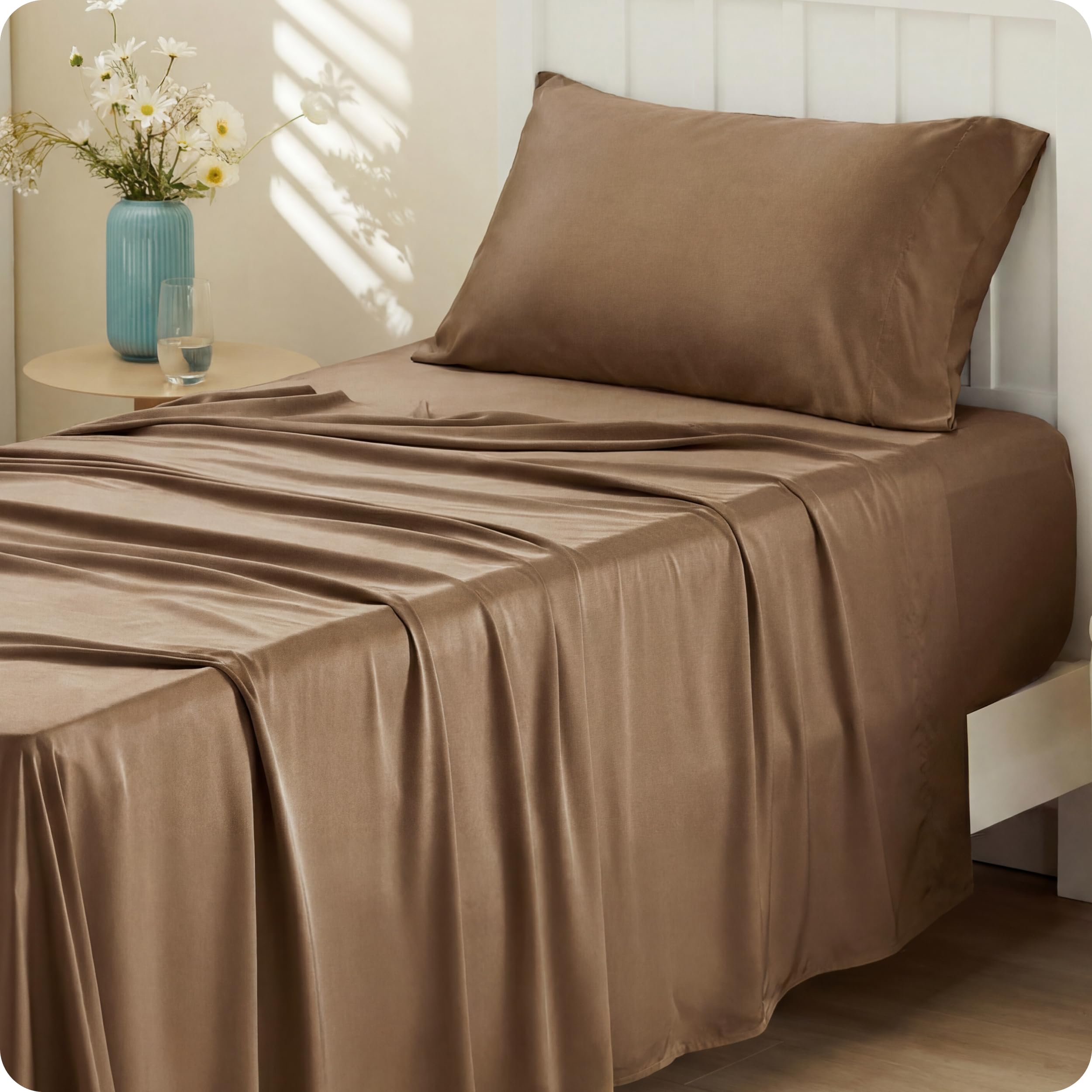 Bedsure PureWoven 100% Rayon Derived from Bamboo, Twin Bed Sheets, 3 Pieces