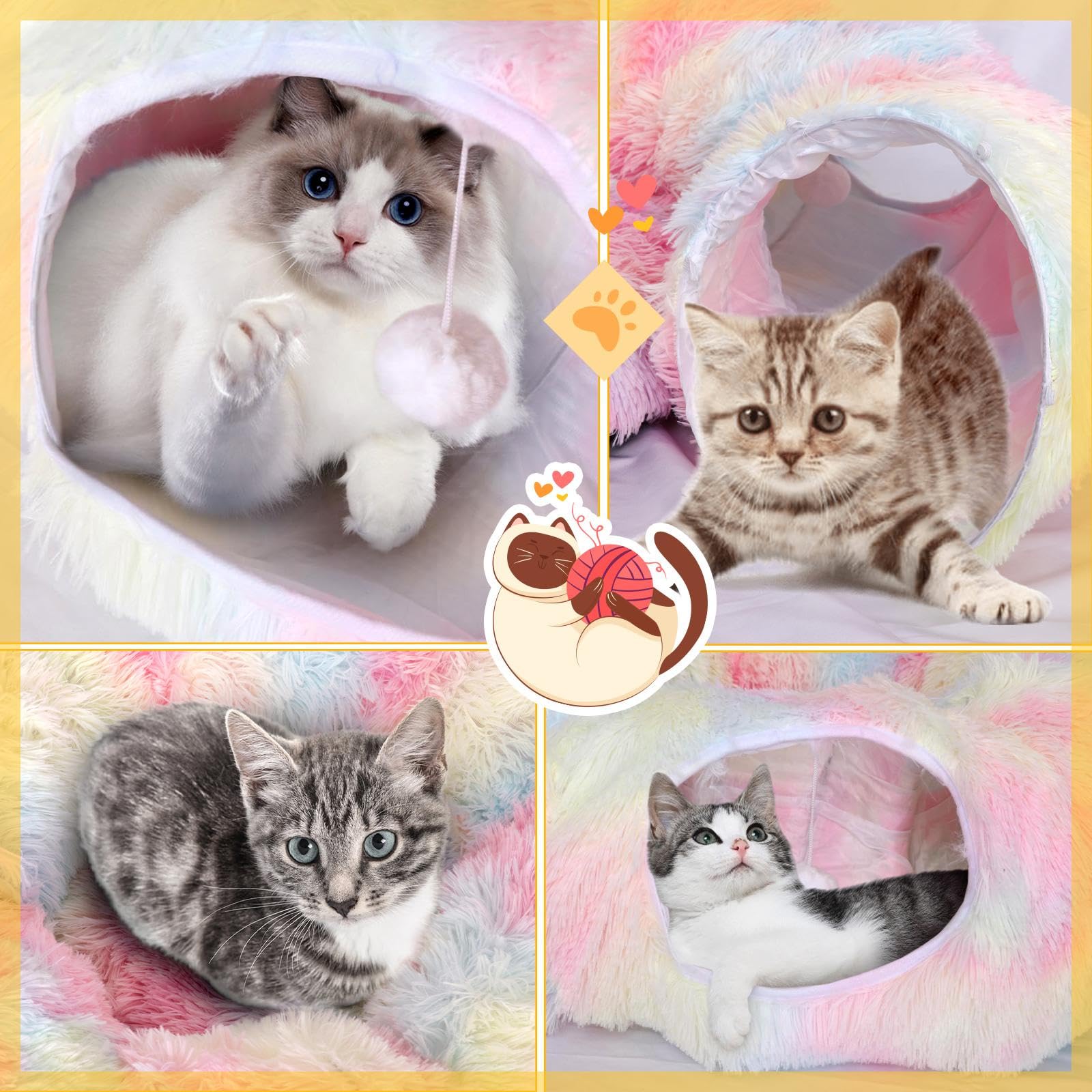 Cama para Gatos, Casa para Gatos, Juguete para Gatos, Cueva Plegable para Gatos, Cama para Mascotas Pequeñas (Gatitos), Colorful