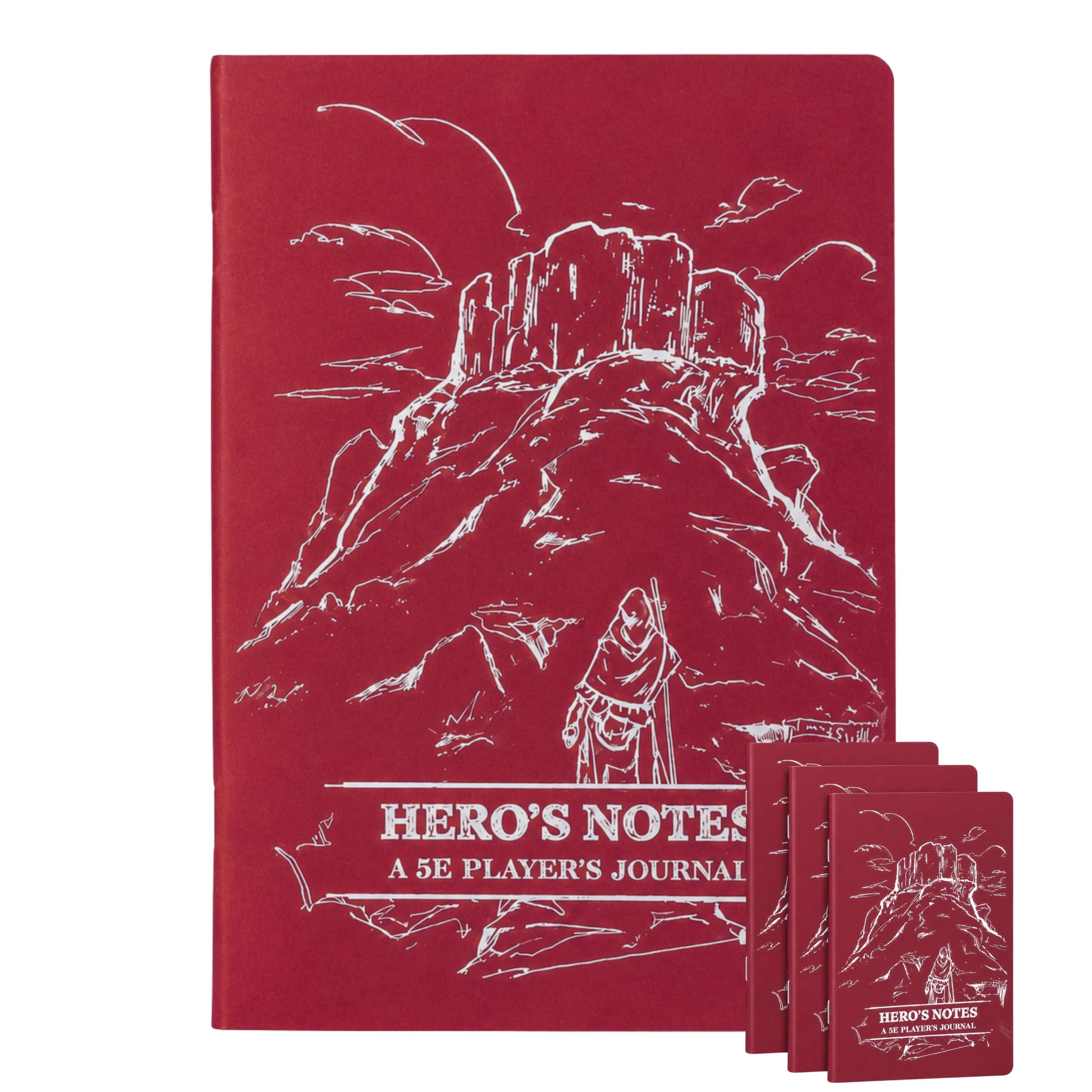 DUNGEON CRAFT DND Player Character Journal Notebook 3-Pack, Red for 5E RPG