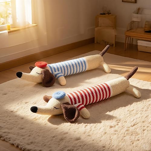 Miniatura 3 de luxSoramia Kit de ganchillo para principiantes, kit de 2 piezas de perro salchicha para principiantes con tutoriales en video paso a paso, kit de