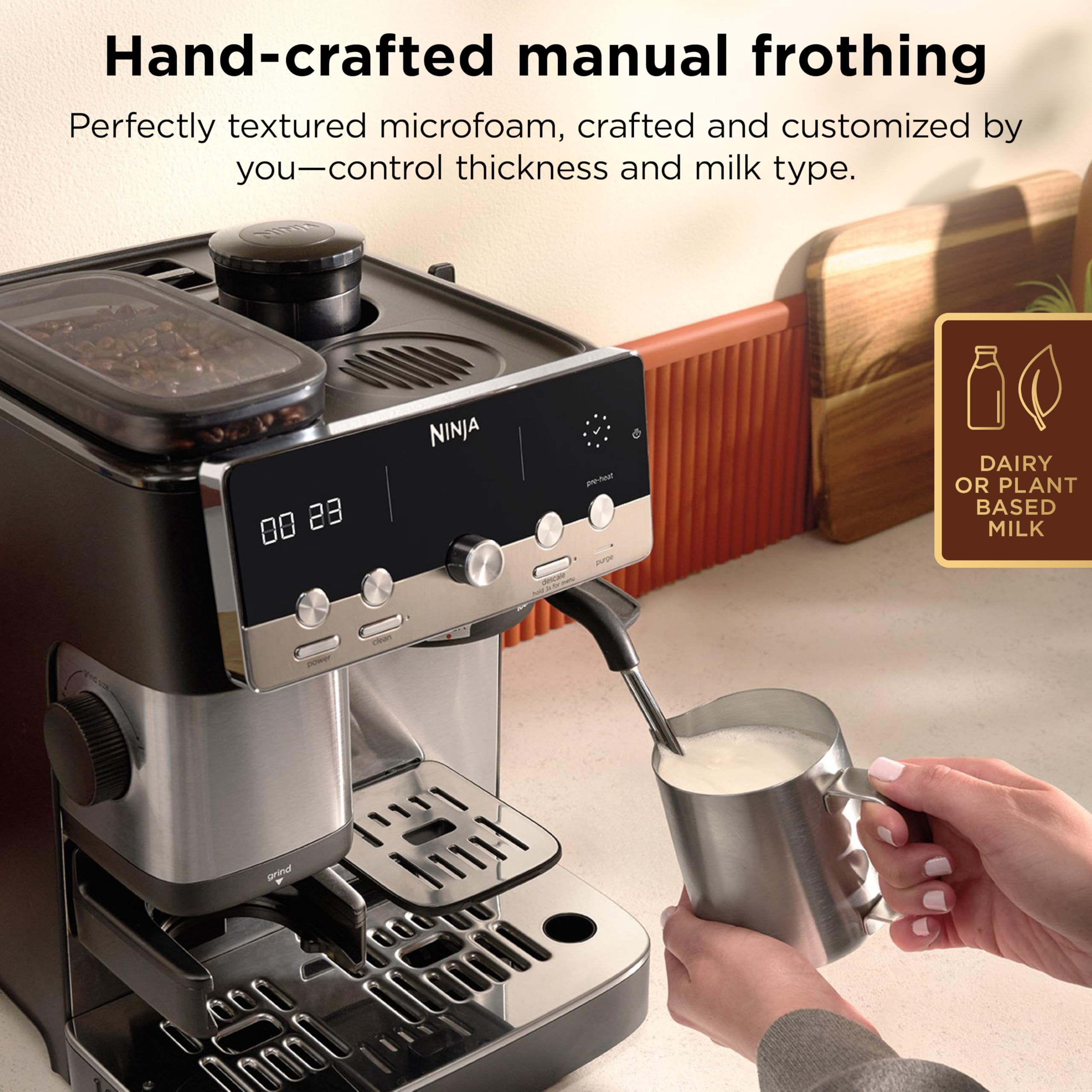 Ninja Luxe Café Premier 3-in-1 Espresso Machine, Drip Coffee, & Cold Brew | Built-in Grinder, Hands-Free Milk Frother, and Assisted Tamper for Cappuccinos & Lattes, Stainless Steel, ES601 product image 16