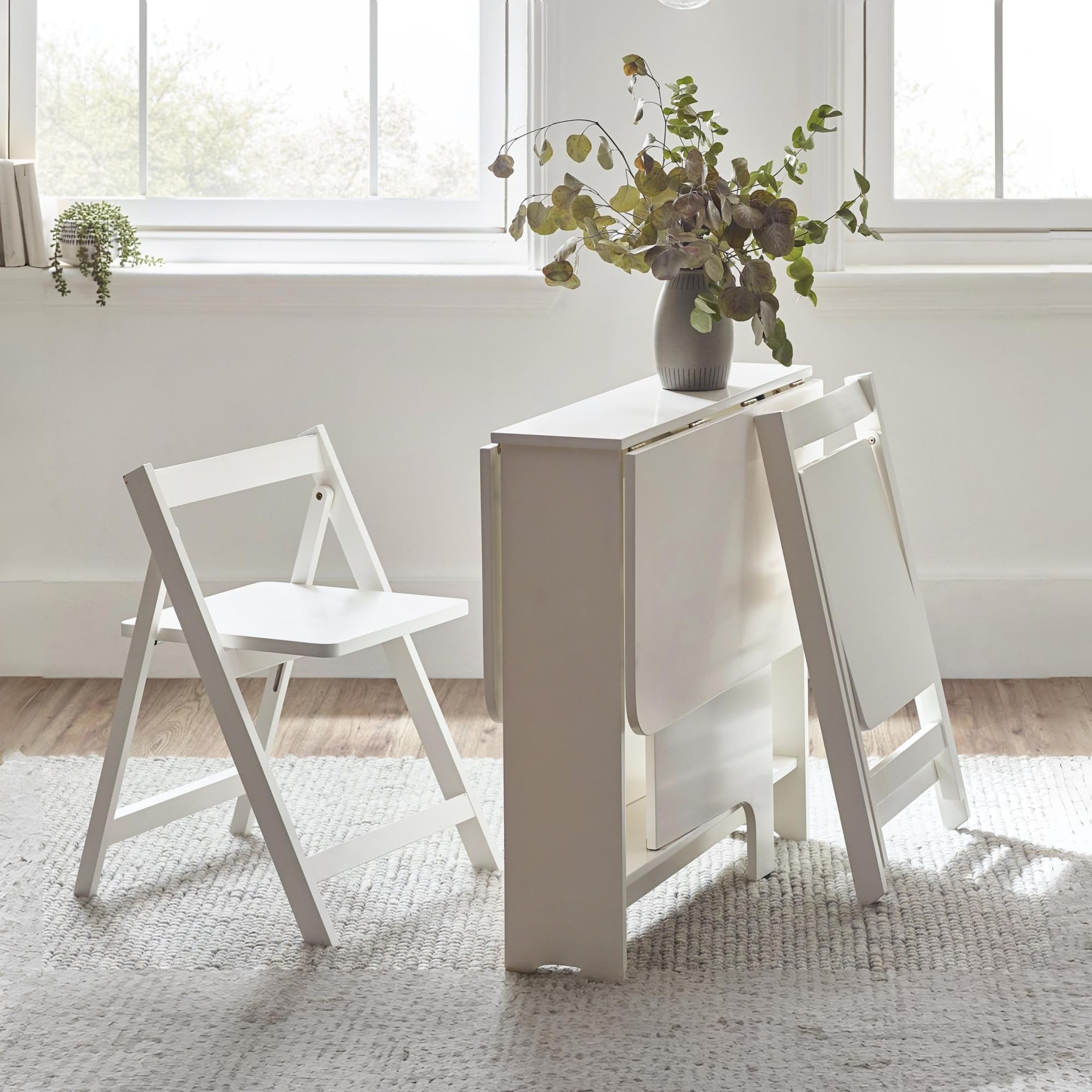 Julian Bowen Gatan 2 Seater Gateleg Table Set - White - Small - Space-Saving Design