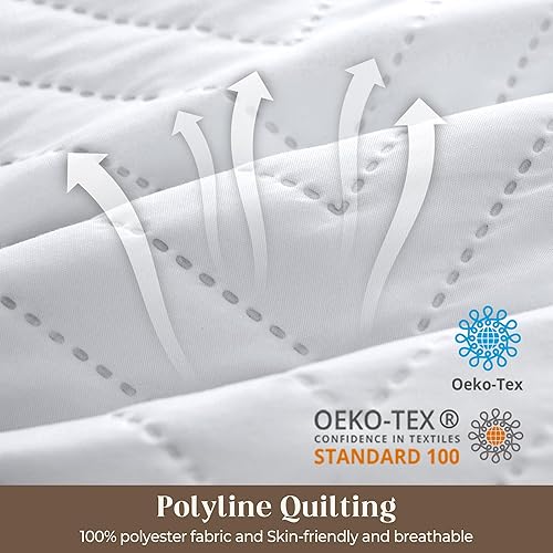 Miniatura 3 de WOLKI Juego de 2 almohadas de plumas de ganso, relleno de almohada de 16 x 16 pulgadas con lujoso acolchado corrugado, almohadas decorativas,