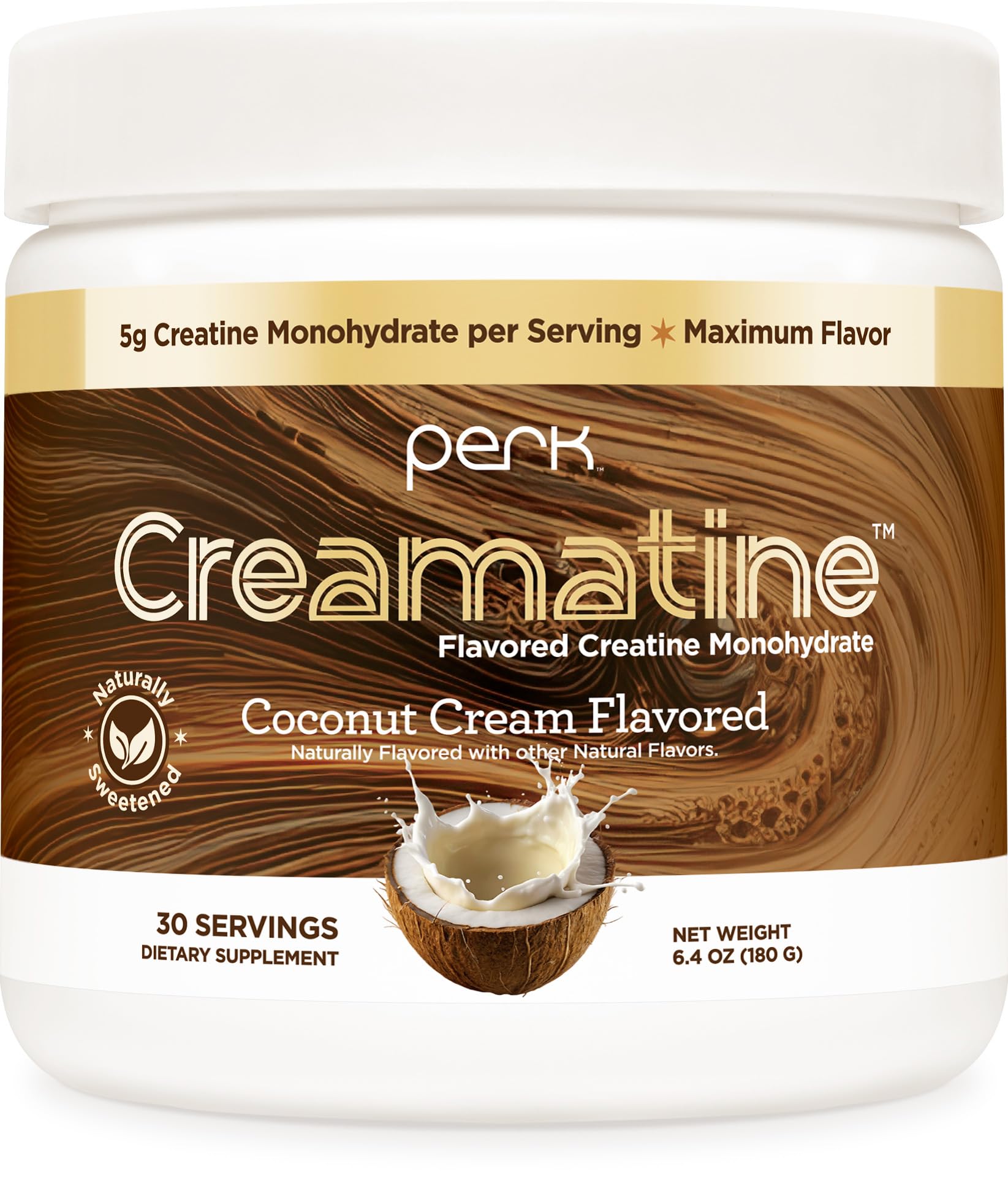 Perk Creamatine (Coconut Cream) 30 Servings, Gluten-Free, Soy-Free