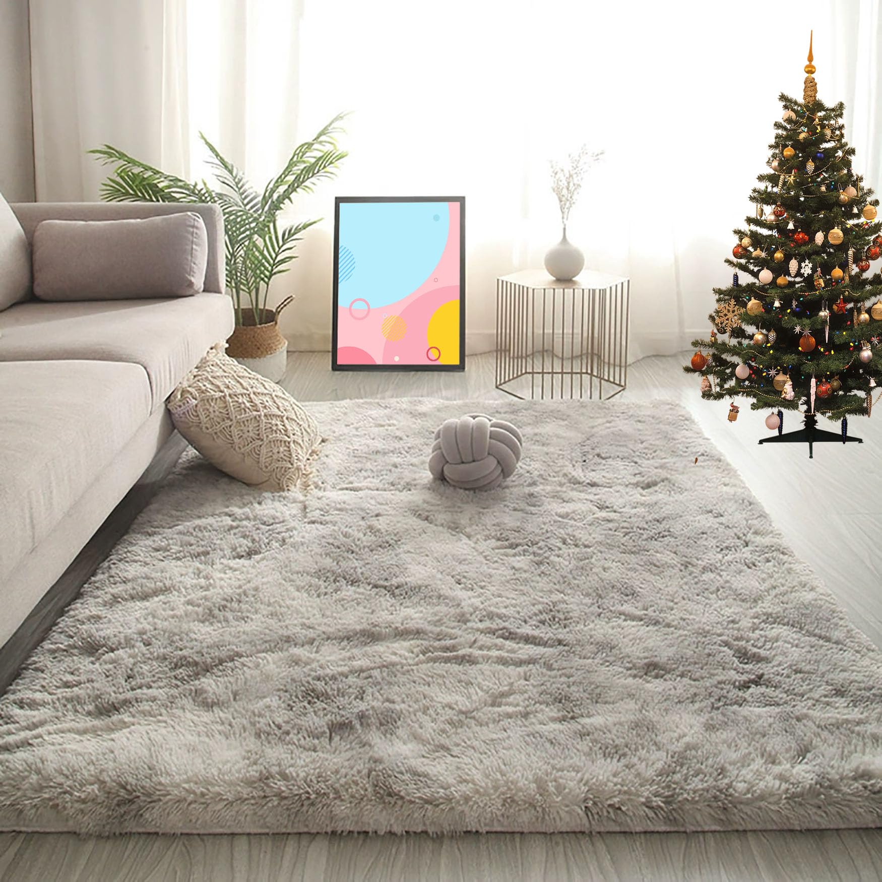 Tapis de salon moderne fini les glissades tapis lavable gris