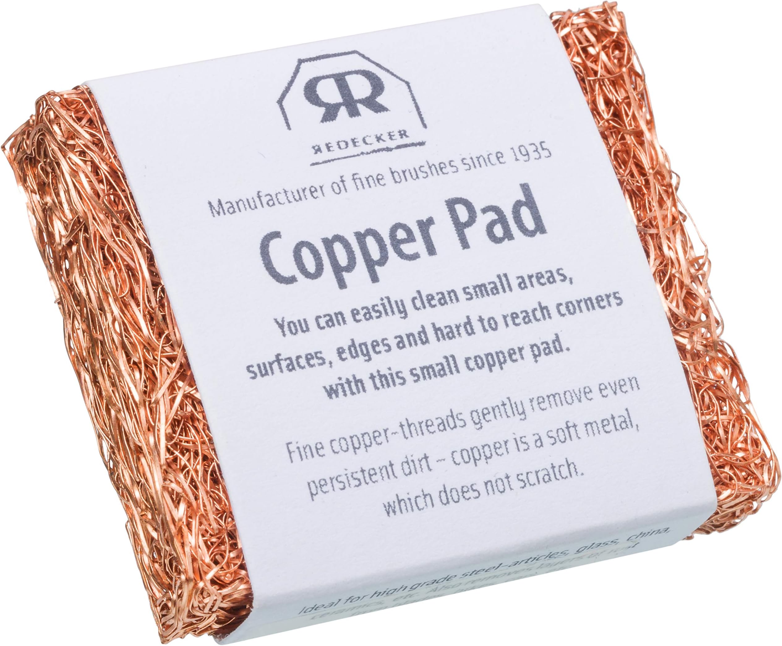 Copper Thread Mini Scrubber, 2 x 1-5/8 inches, Non-Abrasive Scouring Pad, Scrubber for Cleaning Small Areas, Surfaces, Edges, and Hard to Reach Corners, Made in Netherlands