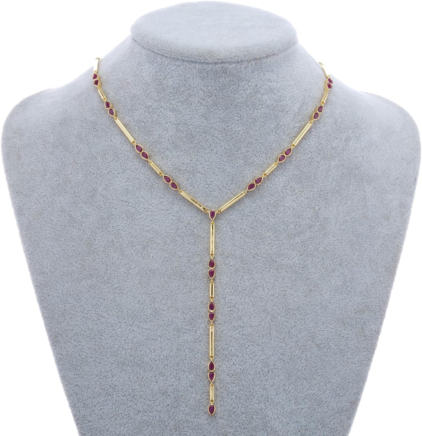 Y Necklace for Women with Red Cubic Zirconia – Dainty Lariat Chain, Minimalist Jewelry Gift for Her - Image 8