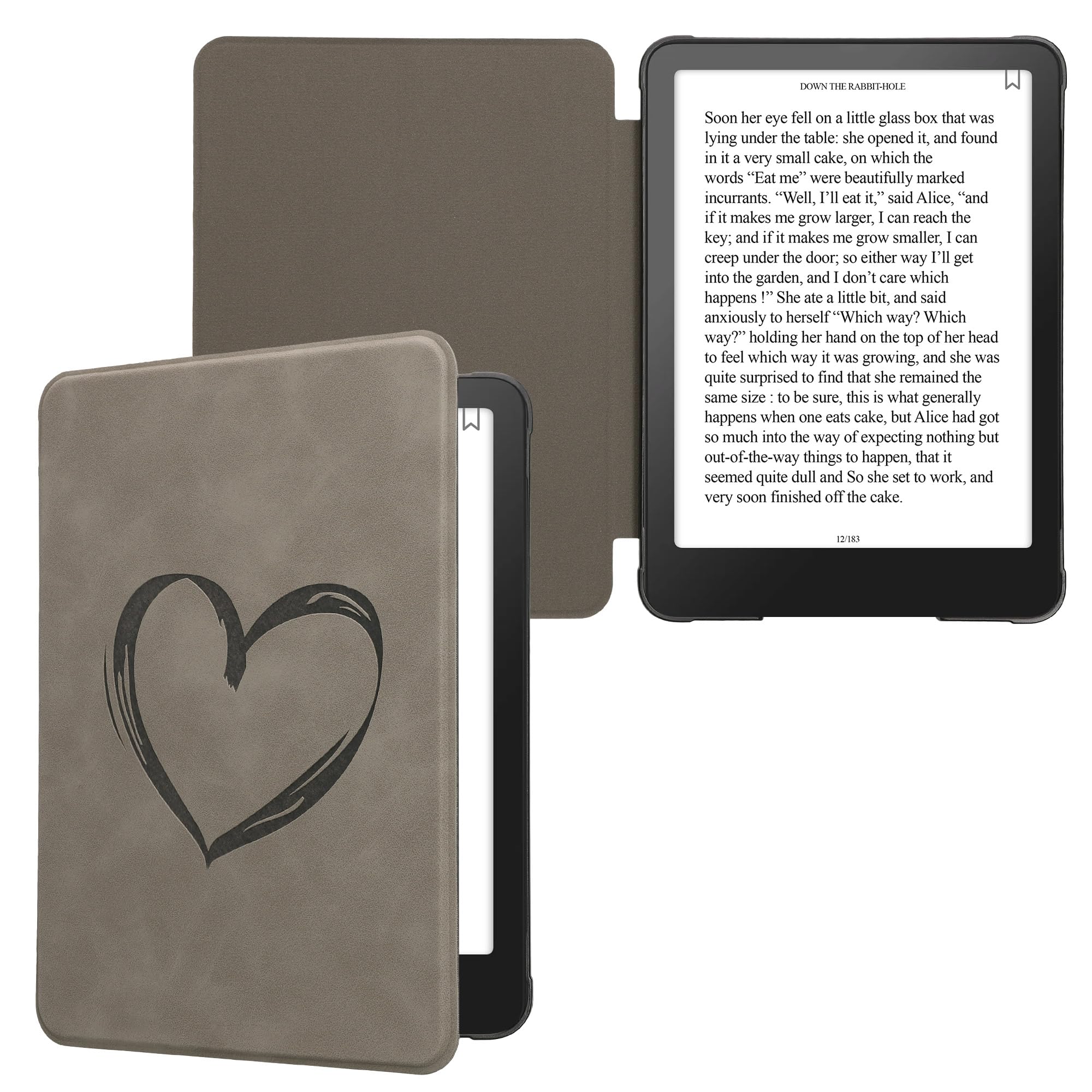 kwmobile Custodia eReader Compatibile con Amazon Kindle Paperwhite (2024)/Colorsoft Cover - eBook Reader Flip Case - Cover eReader Magnetica Pelle PU Cuore