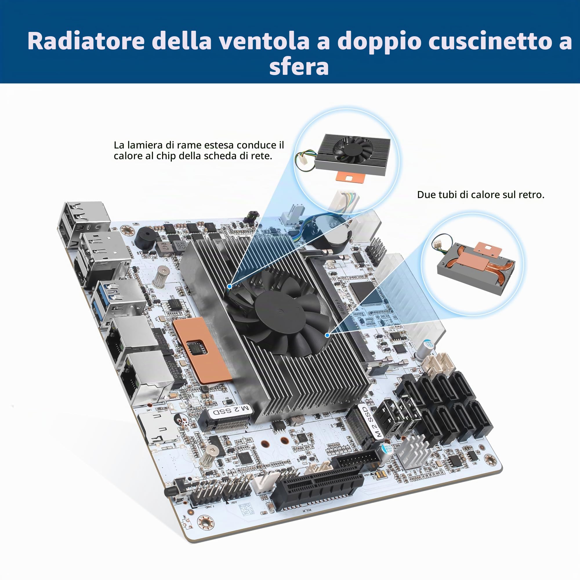 NAS Motherboard 8 Bay, Core i5 8265UES, 2 x i226-V 2.5GbE LAN, Mini ITX Mainboard, 8× SATA3.0, DDR4 PC motherboards, 2X M.2 NVMe(3.0 x2), TF, PCIE x4 (with I/O Shield)