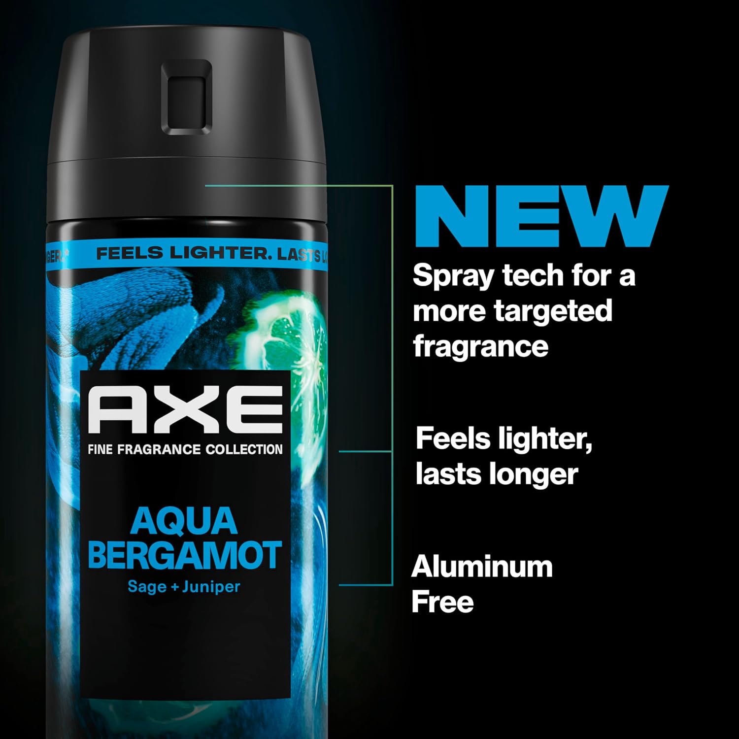AXE Fine Fragrance Collection Body Spray Aqua Bergamot 72 Hour Freshness Aluminum Free 2.9 oz - Image 6