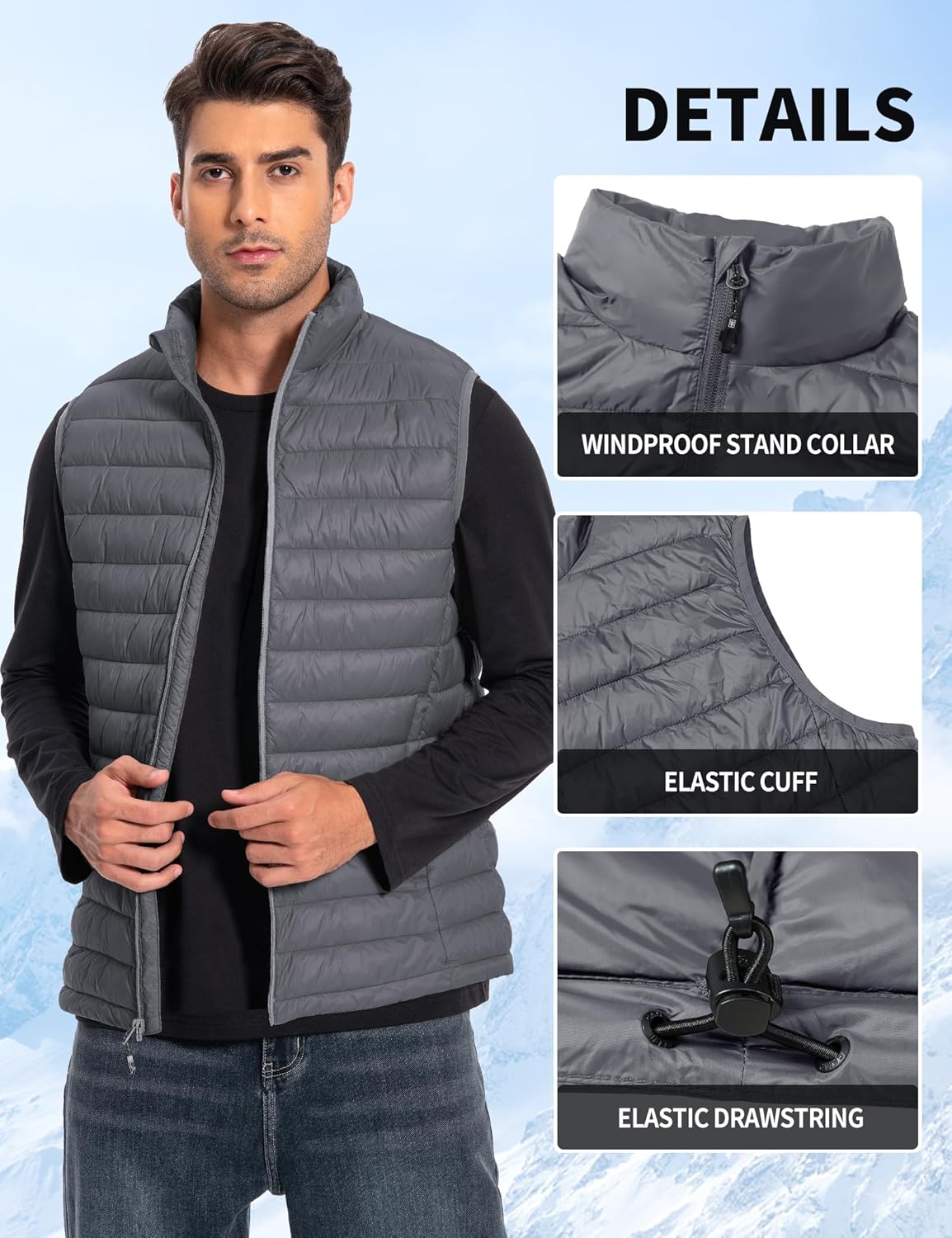 Pioneer Camp Men's Lightweight Puffer Vest Packable Water-Repellent Warm Quilted Sleeveless Outerwear for Work Casual Travel… - Image 6