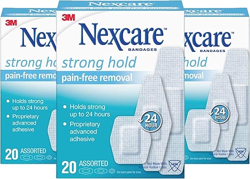 Miniatura 1 de Nexcare Vendajes de sujeción fuerte, surtidos, 20 vendajes por caja (3 cajas), 20 unidades (paquete de 3)
