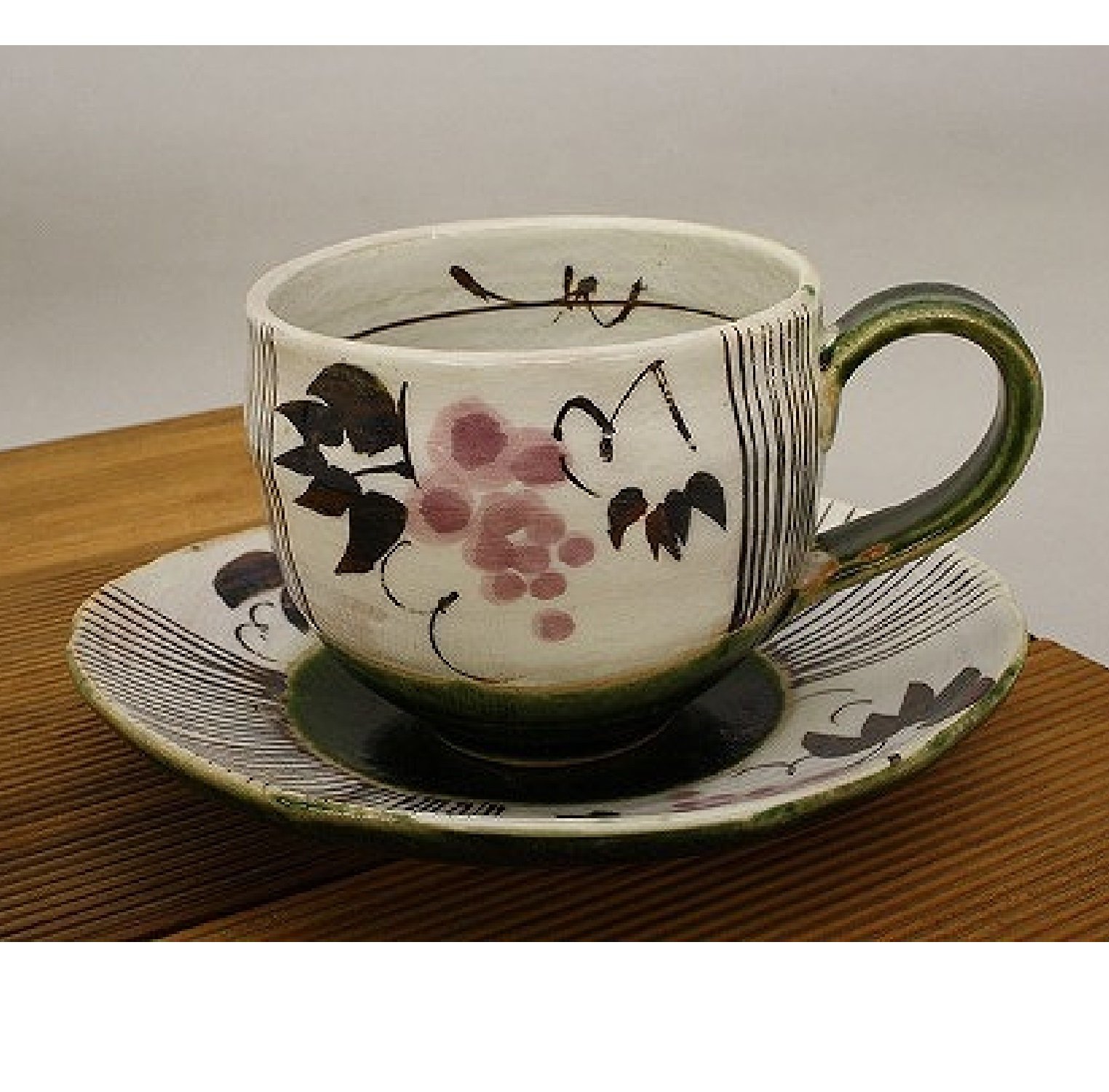 Amazon | カップ ソーサー ペア お揃い おしゃれ 織部ぶどう コーヒー 