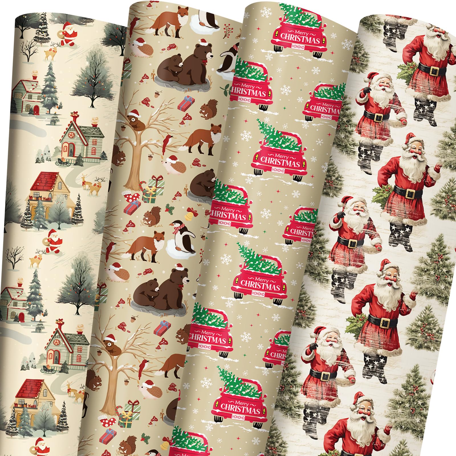 15. 海外ロールチケット クリスマス Amazon.com: ZINTBIAL Vintage Christmas Wrapping Paper for Kids