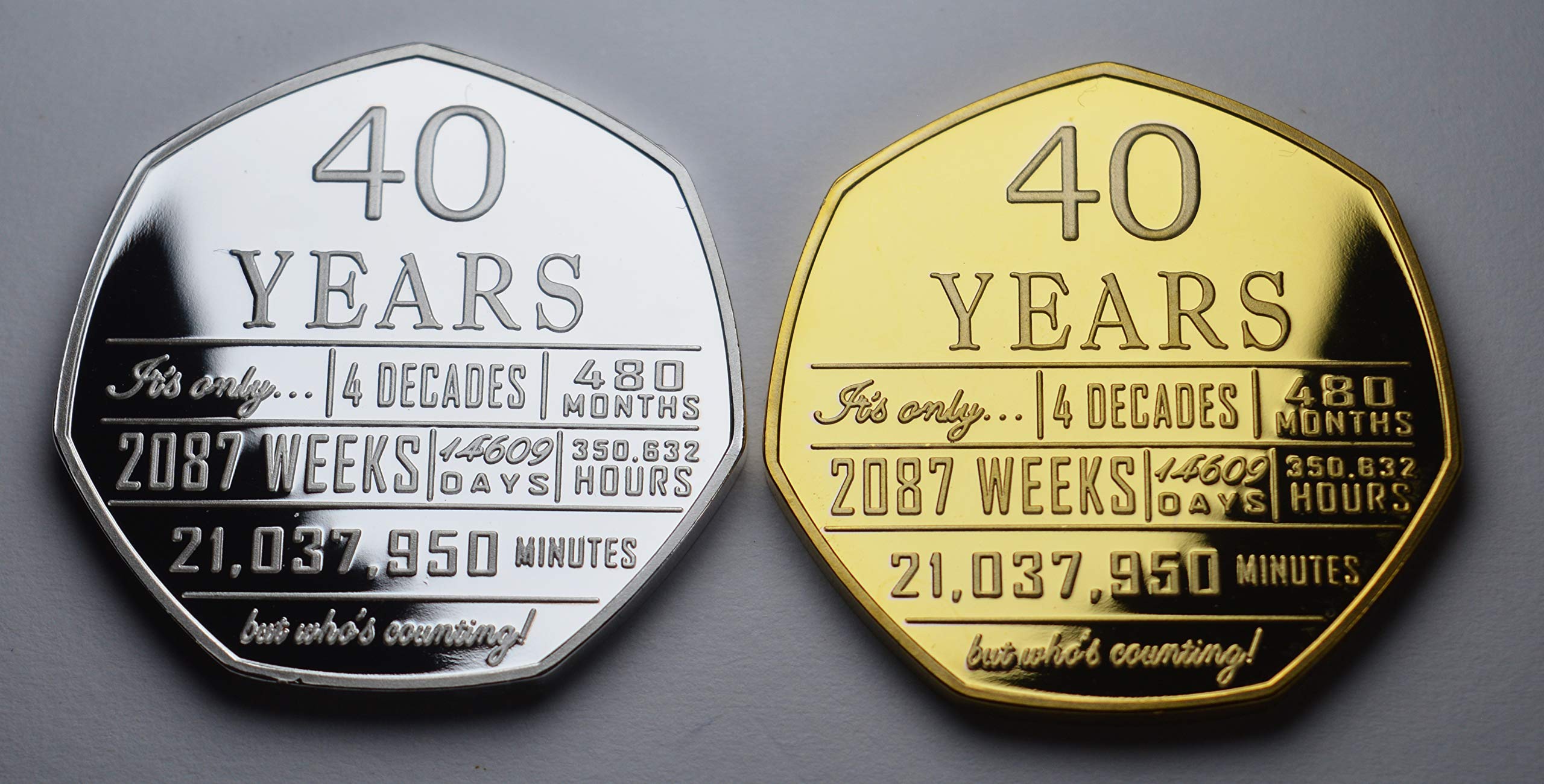 The Commemorative Coin Company Silver/Gold Pair Of 40Th Birthday .999 & 24Ct Commemoratives. Unique Gift/Present Party/Celebration Ideas 40 Forty Years