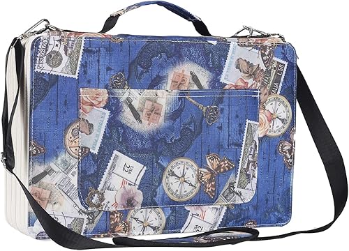 Miniatura 10 de Shulaner Estuche para lápices de colores con cierre de cremallera, gran capacidad, estilo retro, con patrón de elementos, bolsa impermeable de tela