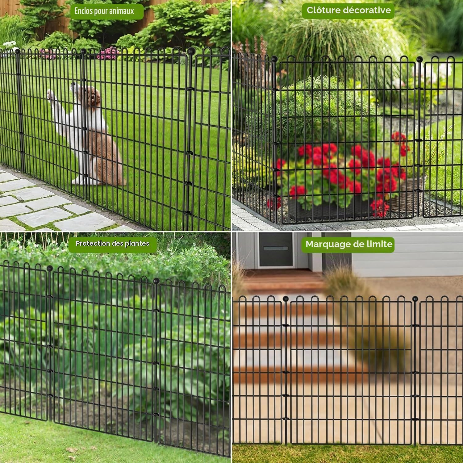 Clôture d'étang,Clôture Jardin Métallique 10 Panneaux (75x81cm) avec 11 Piquets d'Ancrage, Grillage pour Enclos à Chien, Démarcation de Terrain et Bassin