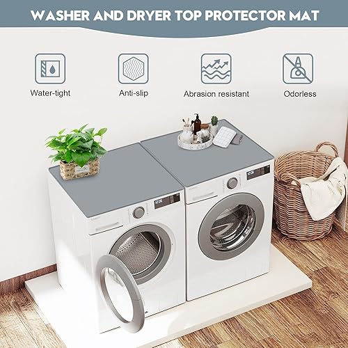 Miniatura 5 de Fundas para lavadora y secadora para la parte superior, 27 x 27 pulgadas, alfombrilla protectora de silicona para lavadora y secadora