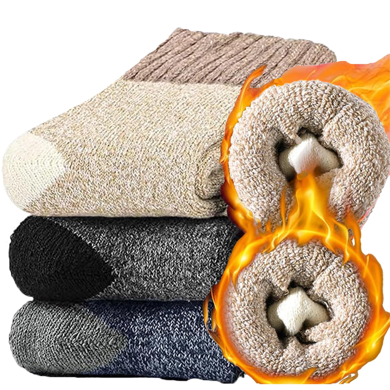 3 Pairs Wool Socks for Women Warm Winter Socks Knit Warm Socks Wool Thermal Socks Soft Warm Comfort Casual Crew Winter Socks Thick Warm Winter Vintage Knit Thermal Socks for Women﻿