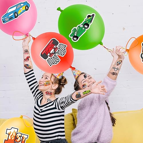 Miniatura 6 de 72 piezas de recuerdos de fiesta de autos de carreras para niños, suministros de fiesta temática de automóviles con 48 tatuajes temporales