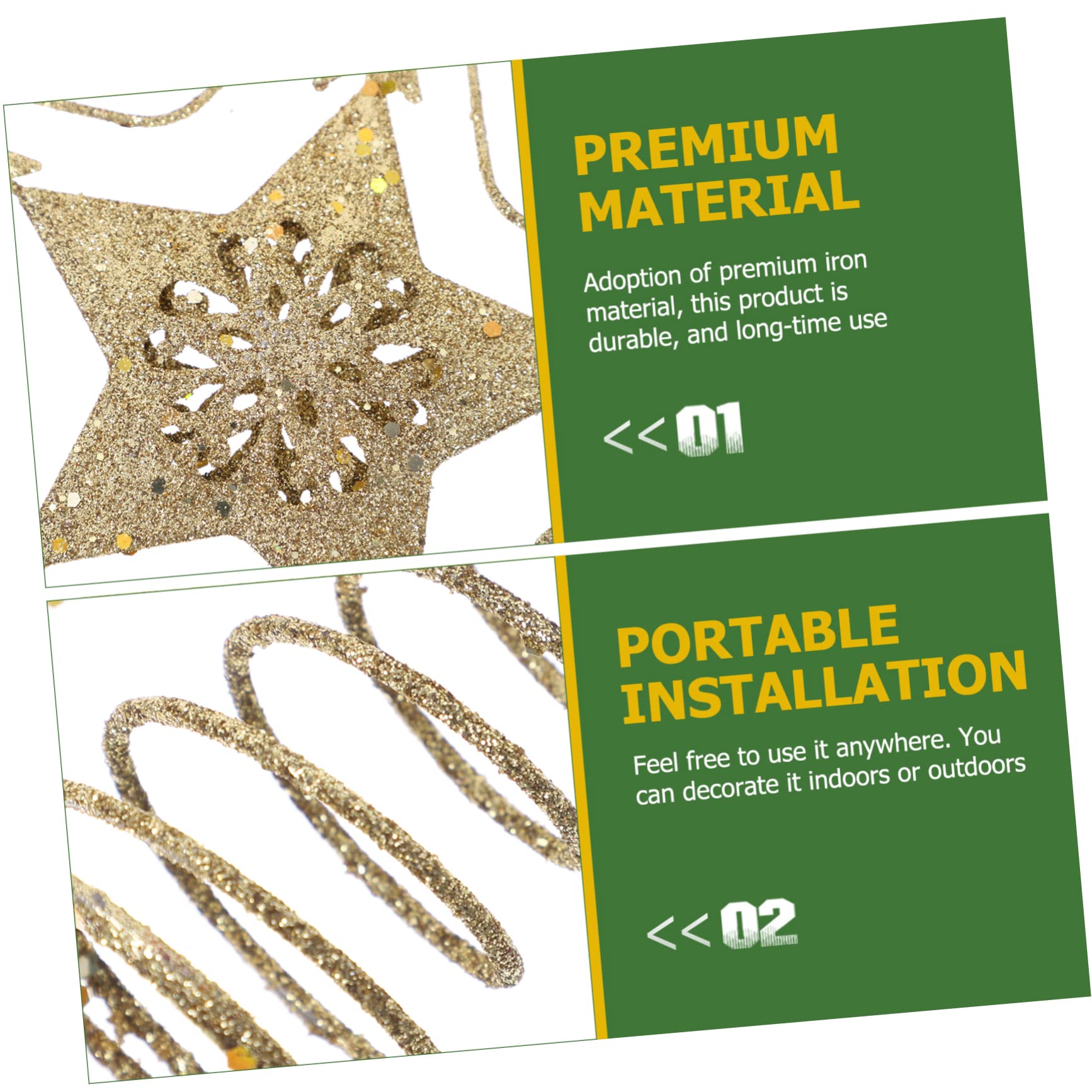 Zerodeko 4 Piezas Estrella Superior del Árbol De Navidad Adorno De La Superior del Árbol De Navidad Luces De Hadas Decoración Navideña Día Festivo Decoraciones Oro Golden Planchar