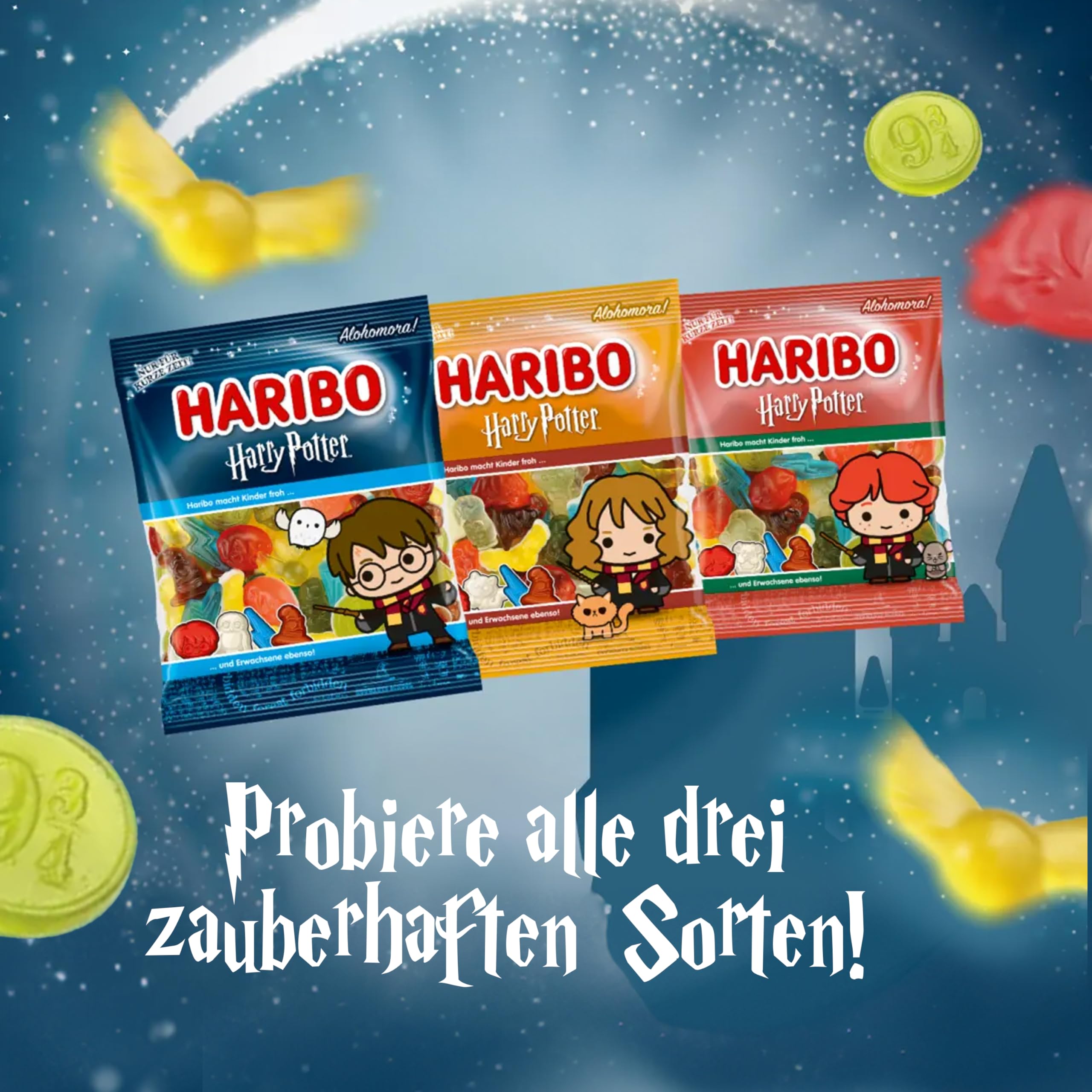Haribo Harry Potter, Limitowana edycja cukierków, smak owoców, idealny na prezent - 160 g