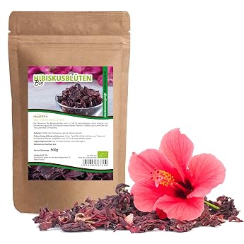 Mynatura Organic Hibiscus Flowers 500 g I Whole Flowers I Hibiscus Tea I Egypt I Natural I Dried I Hibiscus I Soft Drink I For Hibiscus Flower Tea DE- KO-044 500 g