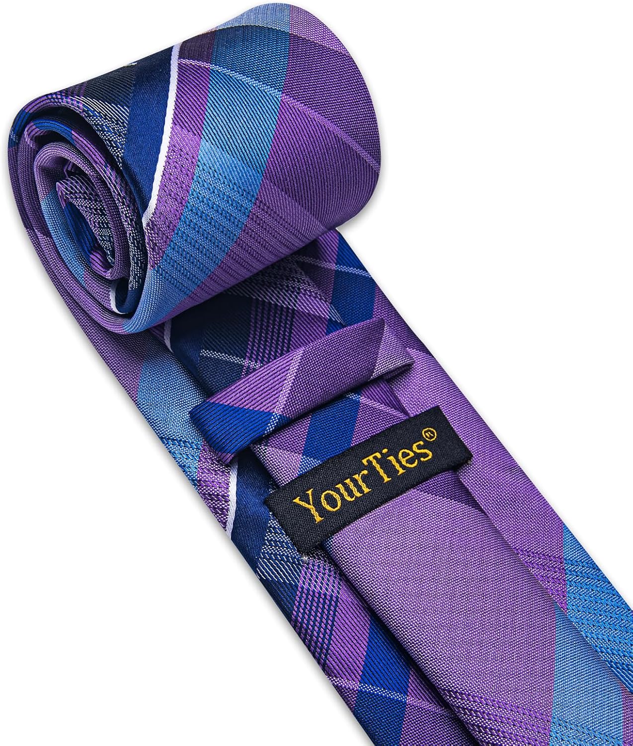 YourTies Plaid Tie for Men Silk Tartan Tie Check Necktie with Tie Clip Woven Classic Business Formal Event Wedding Party Tie