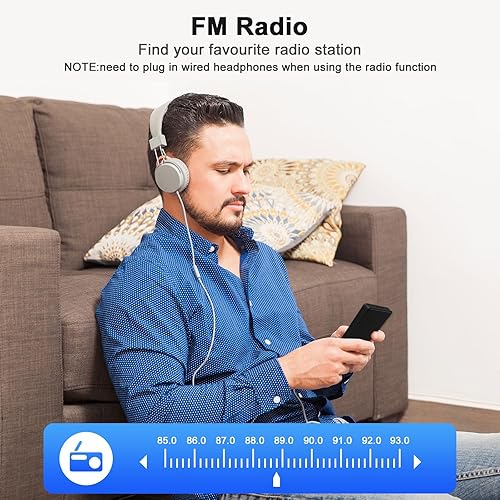 Miniatura 6 de Gueray Reproductor de MP3 Bluetooth 64GB HiFi calidad de sonido reproductor MP3 con altavoces Soporte FM Radio Grabadora TF Tarjeta (negro)