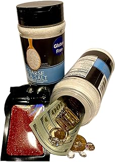 Large Diversion Safe Can Safe Big Sea Salt Security Decoy Stash With 5.5 inch Hidden Compartment and Smell Proof Bag To Hide Valuables Weighted To Feel Real