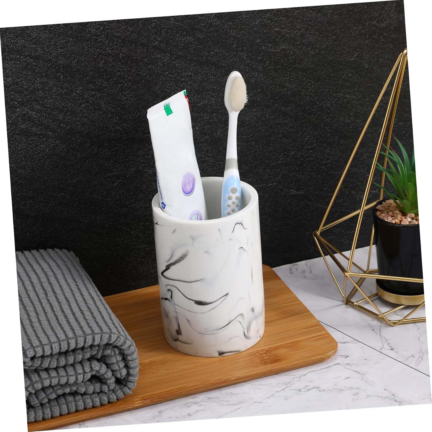 1pc Marbling Gargle Cup Creative Bathroom Water Cup for Home Use Unique Marble Design Compact for Easy Storage for Mouthwash Rinsing and Toothbrush Holder