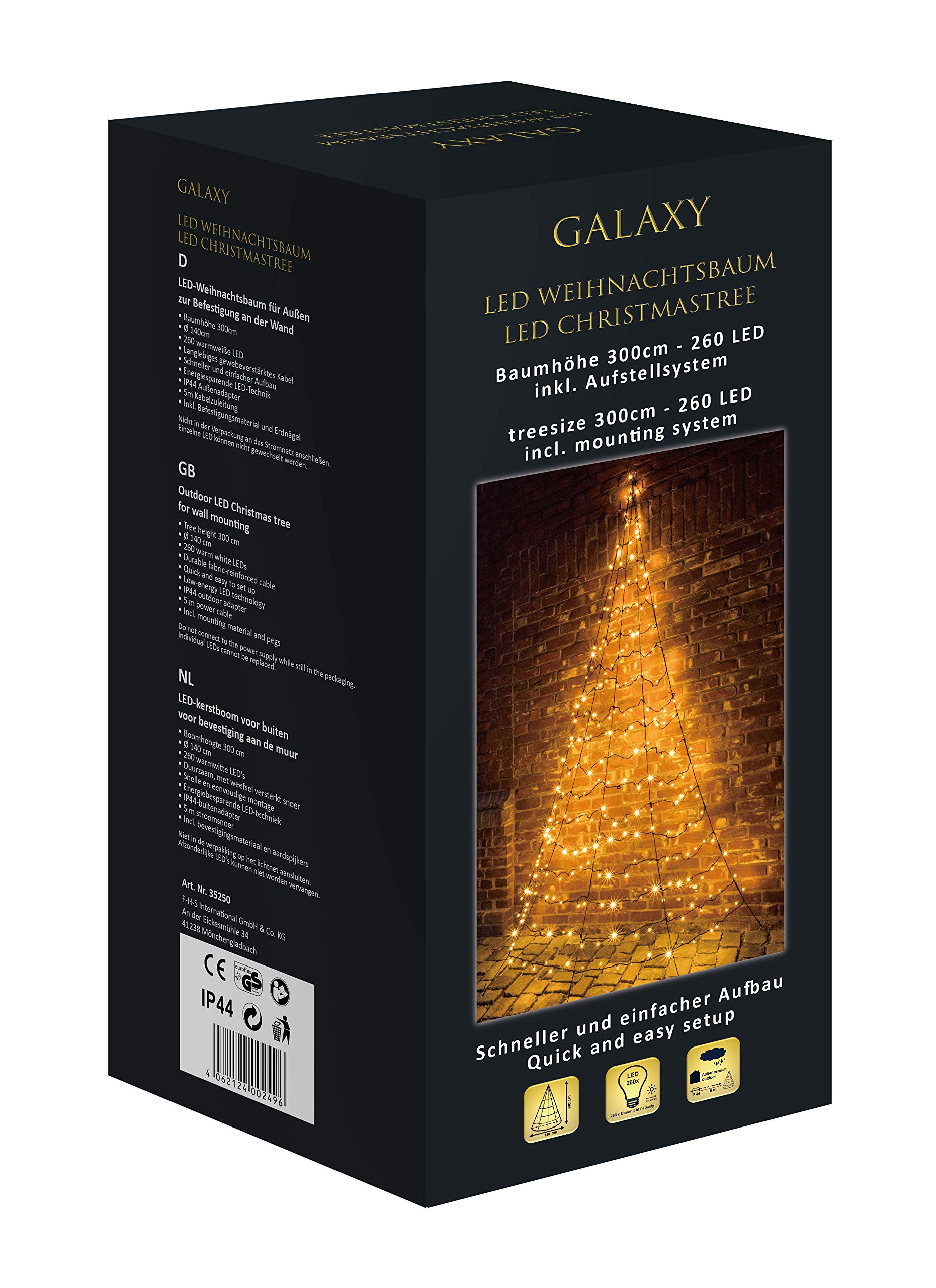 Star-Max Galaxy LED Tannenbaum zur Wandbefestigung 300cm mit 260 warmweißen LED