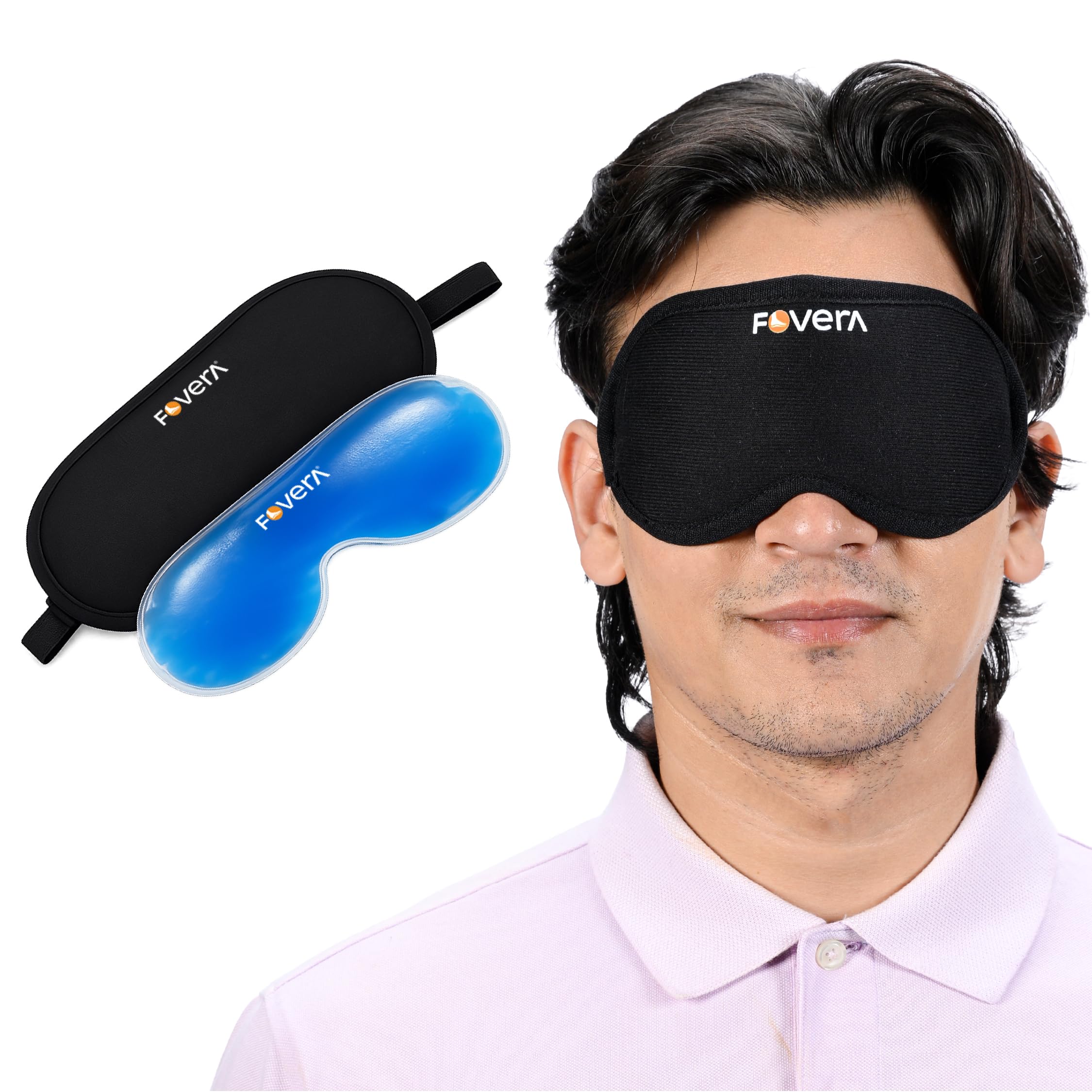 cooling gel eye mask with soft cover – reusable cold compress pack for dark circles, puffy eyes & migraine relief – long lasting ice eye shade, adjustable strap for sleep & travel (pack of 1)