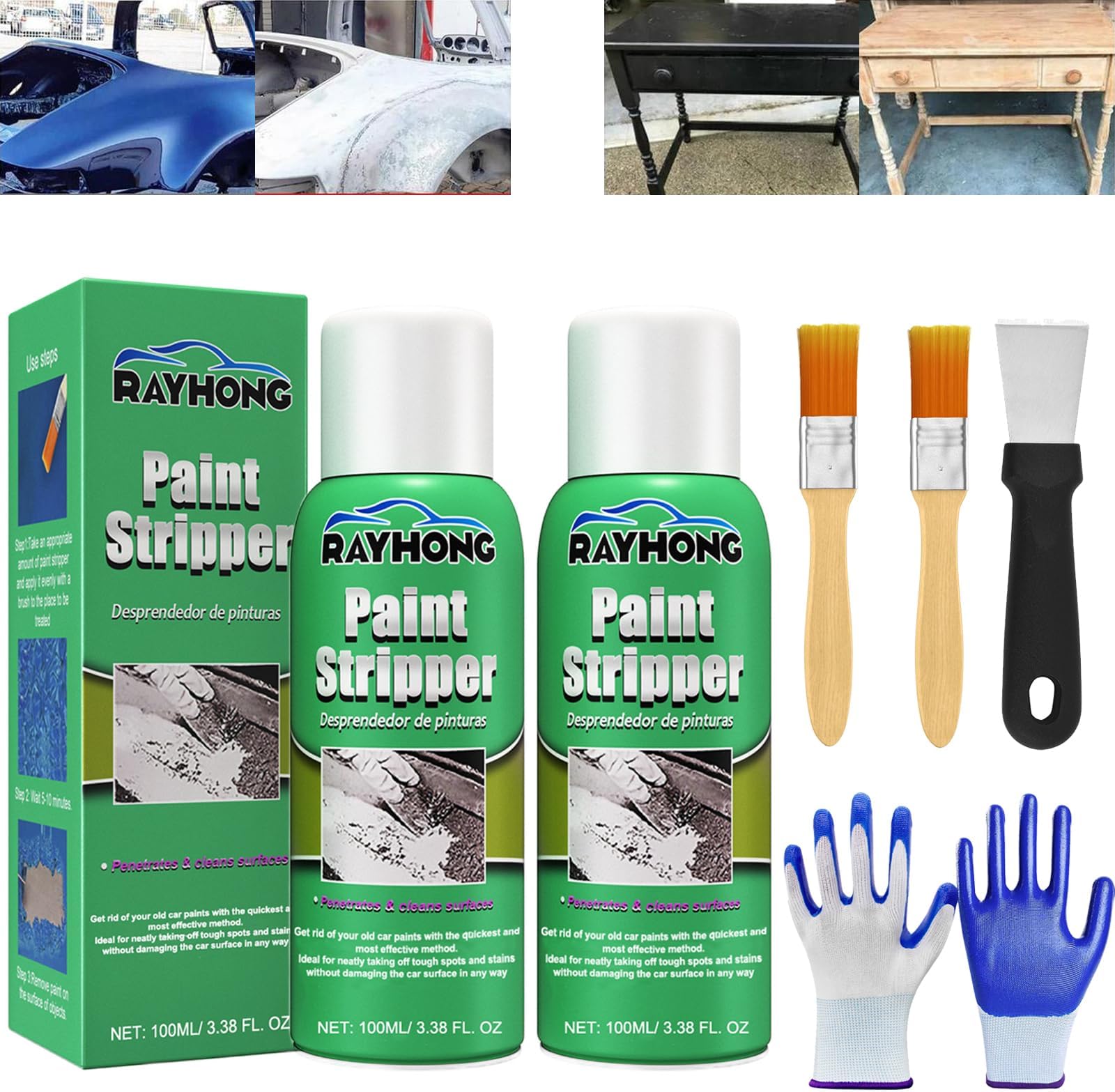 Rayhong Paint Stripper, Rayhong Efficient Paint Stripper, High Efficiency Paint Remover for Metal Surfaces, Strong Paint Remover for Wood, Metal, Masonry, Plaster, Tile (2Pcs)