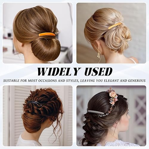 Vista 13 de Chuangdi 12 piezas de peine giratorio de pelo lateral francés, peine decorativo de plástico para mujer, accesorios con dientes, clips laterales 23