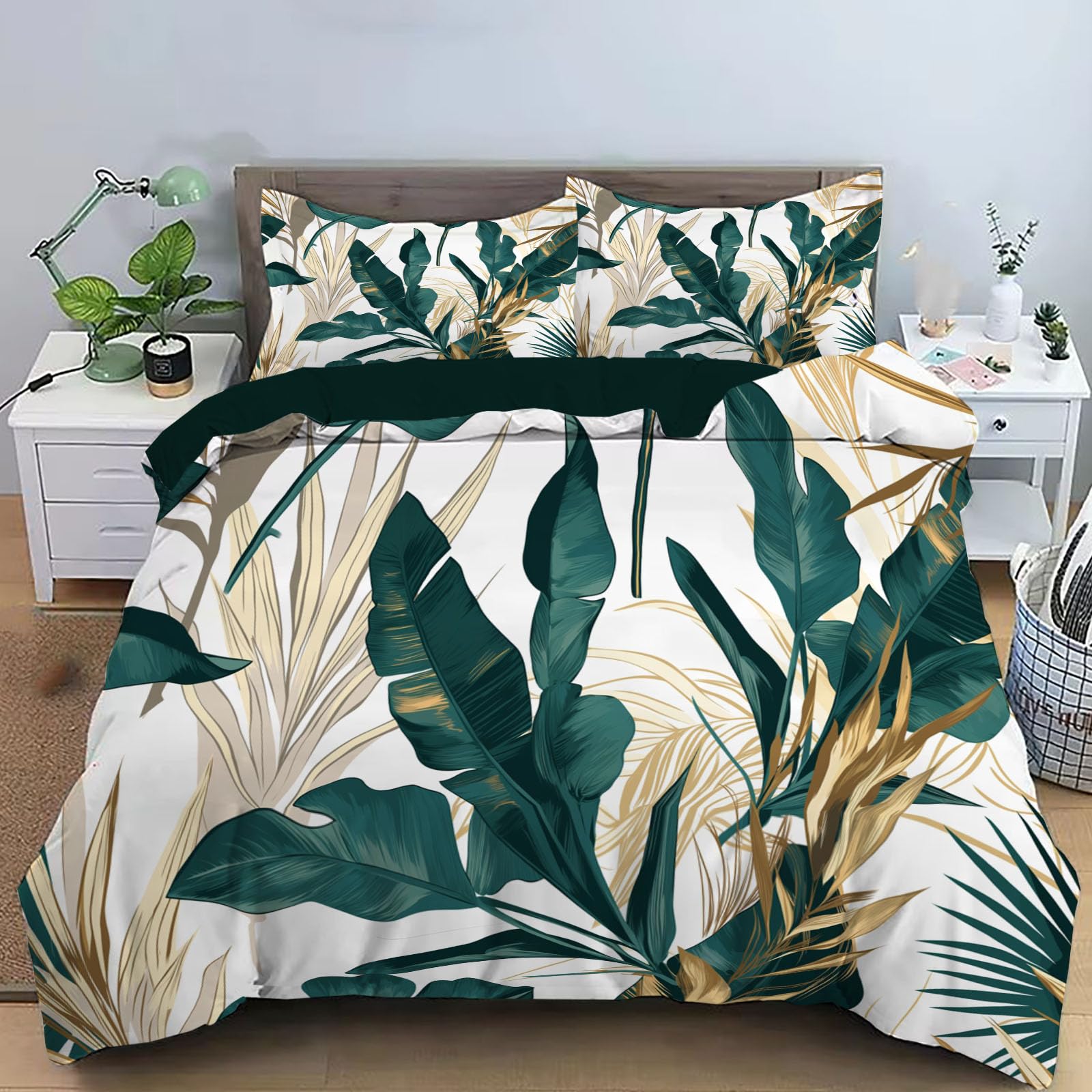 Housse de couette 200x200cm palmier et bananier avec taies