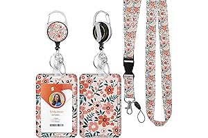 Floral-Infused Organizational Essential: Our Retractable ID Card Holder Lanyard