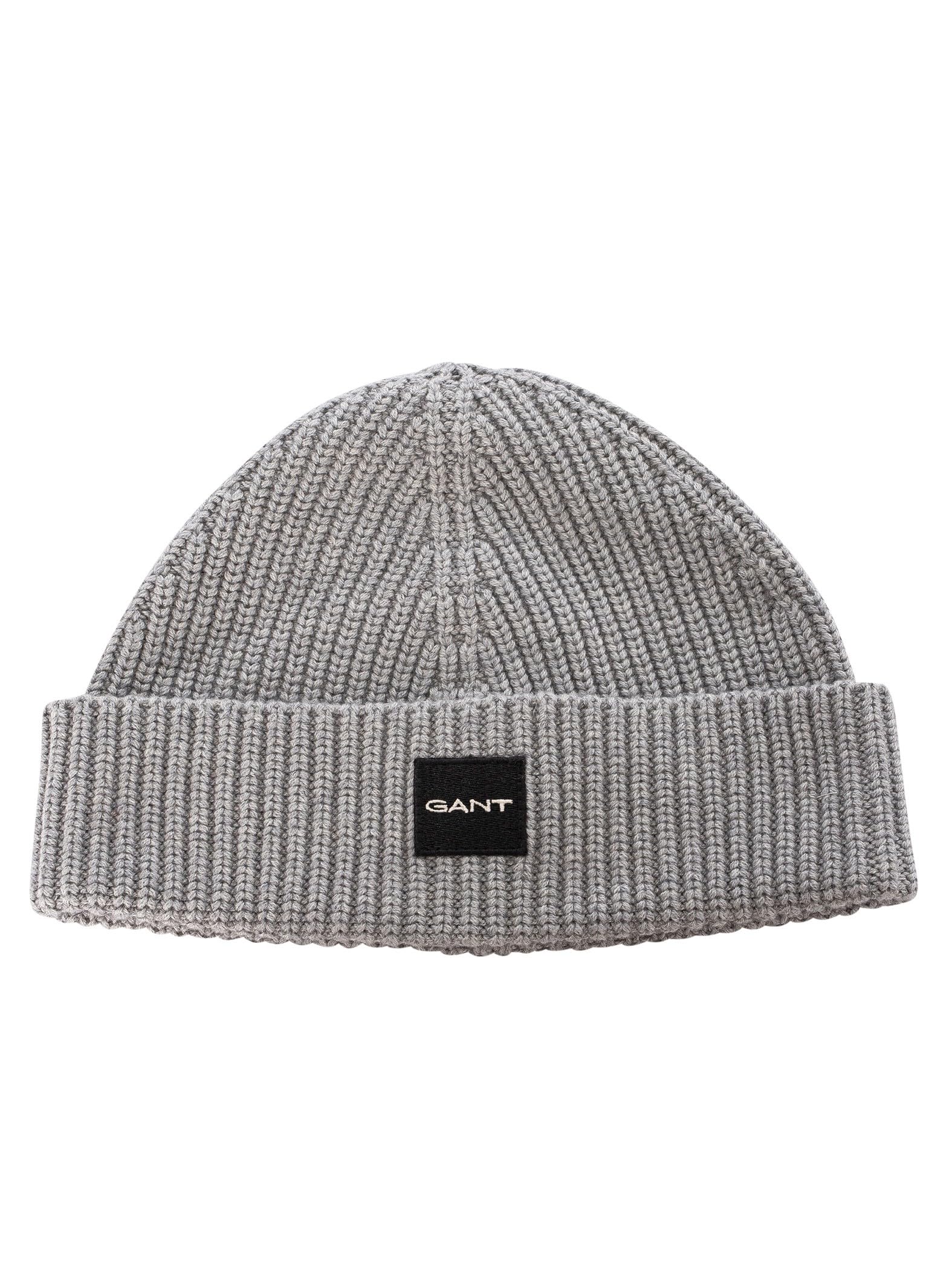 Gant Men's Grey Melange Unisex Cotton Rib Beanie Hat One