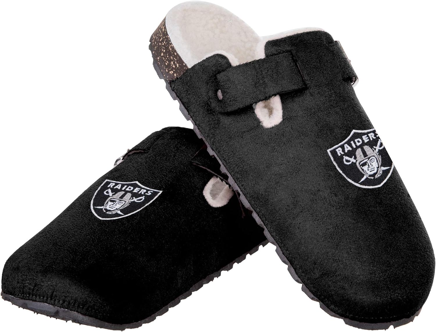 FOCO Las Vegas Raiders NFL Womens Fur Buckle Clog Slippers L (910) Sports