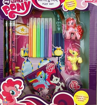 My Little Pony Sketch & Color Play Set with 2 Figurine Erasers