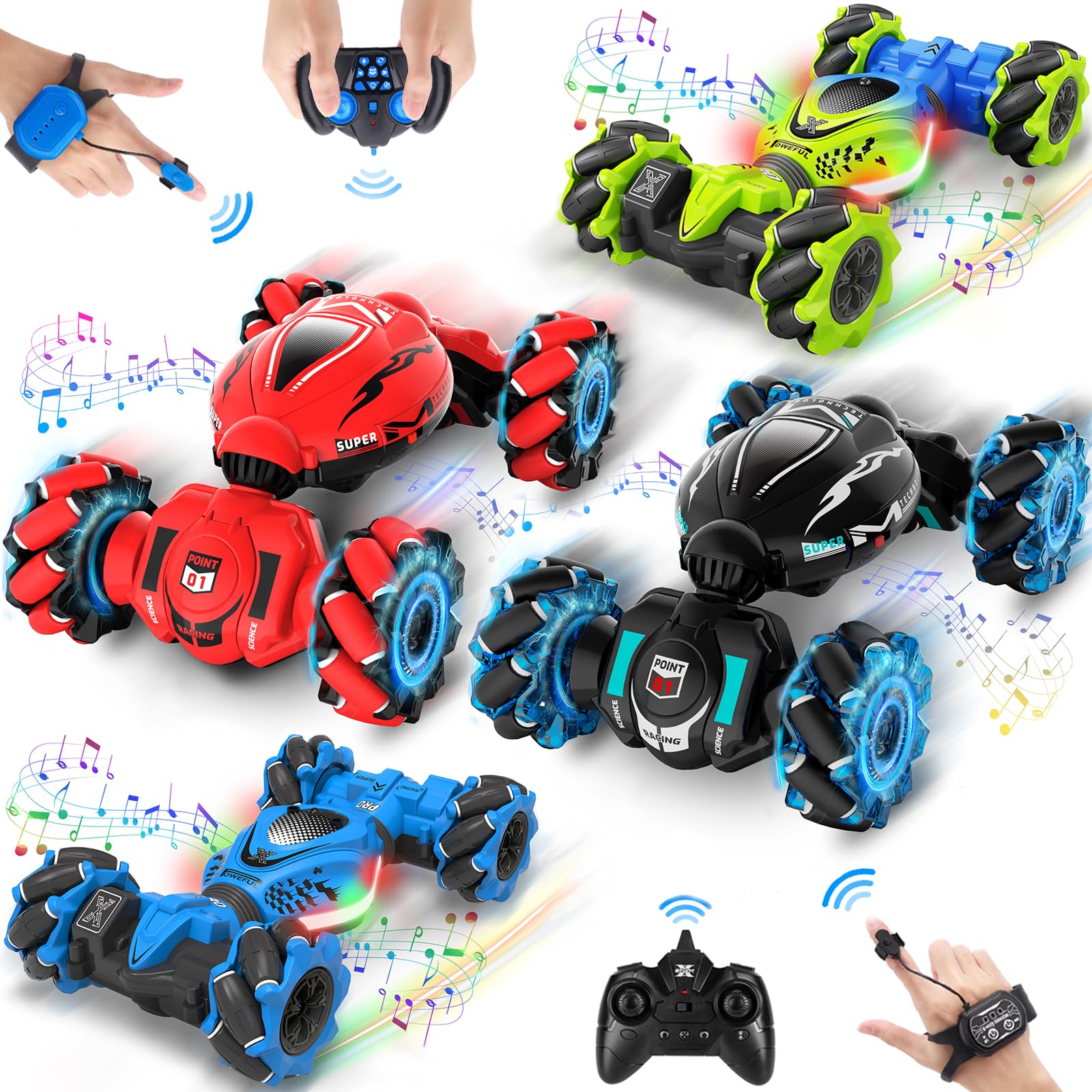 RC Cars Gesture Sensing RC Stunt Car, Remote Control Toy for Kids 8-12, 2.4Ghz 4WD Gesture Sensing with Light Music, Birthday Xmas Gifts for Kids Boys Girls Aged 6 7 8 9 10 11 12