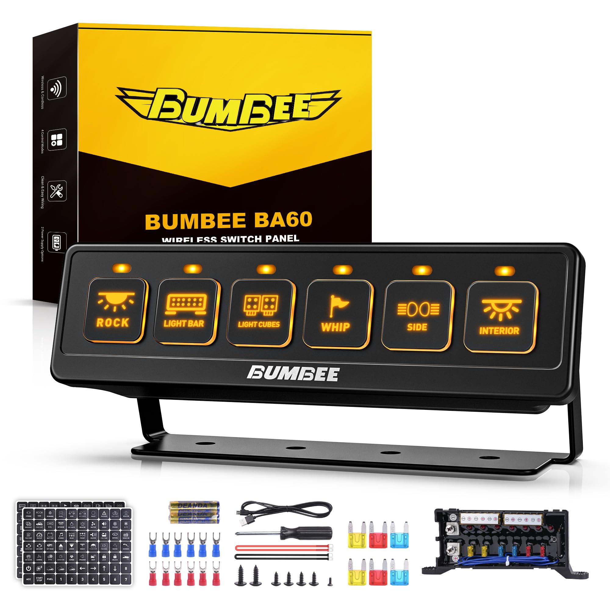 Bumbee 6 Gang Radio Switch Panel, Multifunction Rocker Switch, 80A High Performance Relay Box with 4 Control Modes and 2 Light Memories, Waterproof Design-image-5