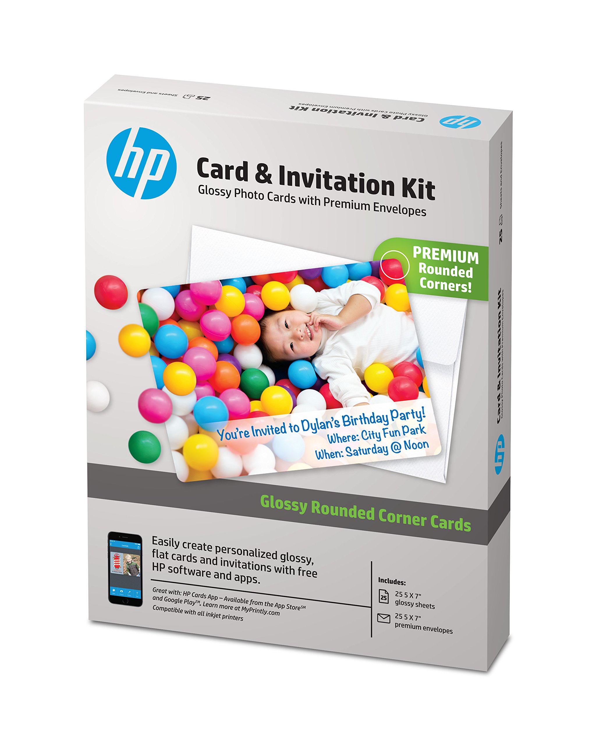 Amazon.com : HP Card & Invitation Kit | Glossy | 5x7 | 25 Sheets : Office  Products